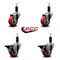 Service Caster 3'' Red Poly Wheel Swivel 1-1/8'' Expanding Stem Caster Set 2 Brakes, 4PK SCC-EX20S314-PPUB-RED-2-PLB-2-118 - alternate 4